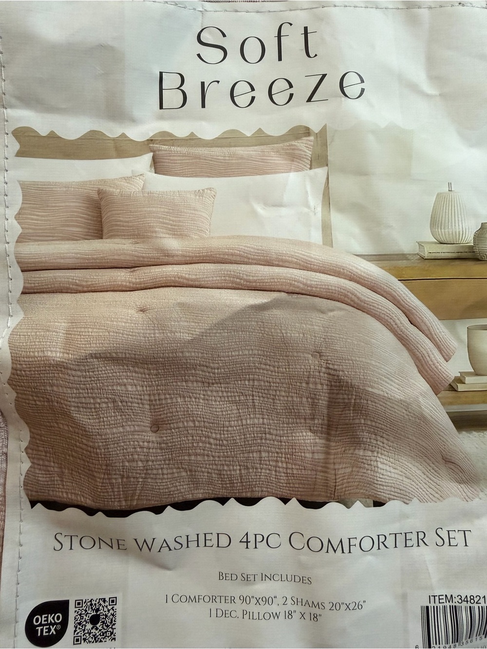 Stone Washed 4pc Comforter Set - Blush Pink
